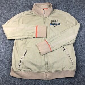 Vintage Beretta Heritage Jacket Zip Up Beige Embroidered Crests Men XL
